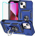 HNHYGETE for iPhone 13 Case with HD Screen Protector: [Military Grade 20ft. Drop Tested] Slide Camera Cover Ring Shockproof Protective Phone Case for - iPhone 13 (Blue) by HNHYGETE