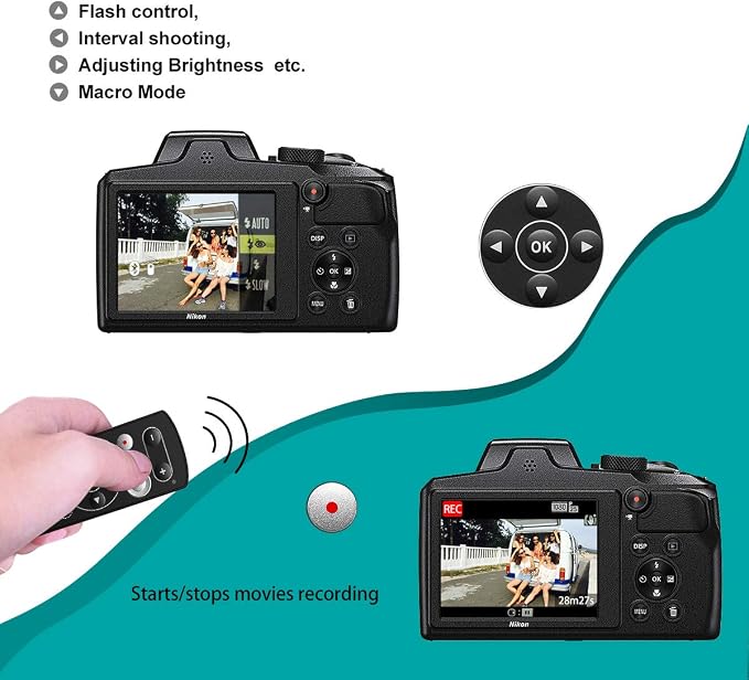 AODELAN Camera Wireless Shutter Release Remote Control for Nikon | Compatible with Nikon COOLPIX P1000 P950 B600 A1000 Z50 Z30 Z fc, Replaces for Nikon ML-L7 - Image 2