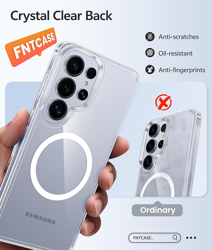 FNTCASE for Samsung Galaxy S24 Ultra Case Clear, Fit for Magsafe | Screen Protector, Anti Yellowing Magnetic Back, 14FT Military Grade Drop Protection, Shockproof Protective Phone Cover - Image 5