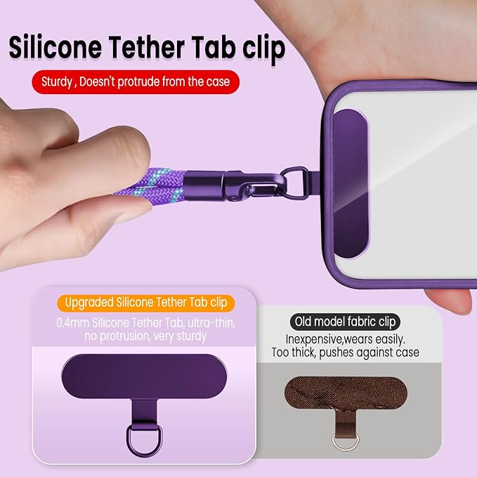 Phone Wrist Strap Lanyard Hand Universal Adjustable Phone Finger Grip Wristlet with Patche Tether Anti Theft for iPhone 16 Pro Max 15 14 Charms for Keychain USB Flash Drive Wallet ID Tag Puple-Blue - Image 4