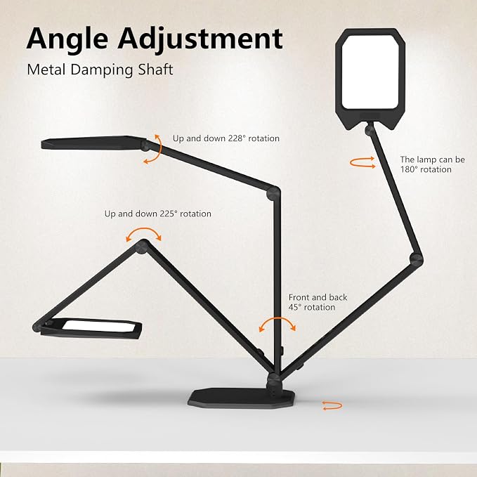 NS LED Desk Lamp 2 Pack for Home Office, Desk Lamp with Webcam Light for Video Calls, Dimmable 3000K-6500K Desk Light with Remote, Timer, Memory, Adjustable Swing Arm, CRI95+ - Image 5