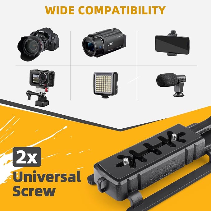 Zeadio Video Handheld Stabilizer, All-in-One Camera Handle Grip Rig Kit with Dimmable LED Video Light, Microphone, Phone Holder, Action Camera Adapter for Filmmaking Vlogging YouTube TikTok etc - Image 6
