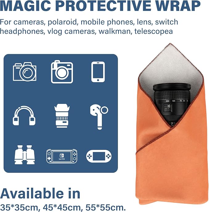 Walking Way Protective Wrap, Self-Adhesive Magic Cloth Camera Wrap, Storage Cloth, Anti-Scratch, Dustproof, Washable Lens Pouch for DSLR, Smartphones, Laptops, Cosmetic - Image 2