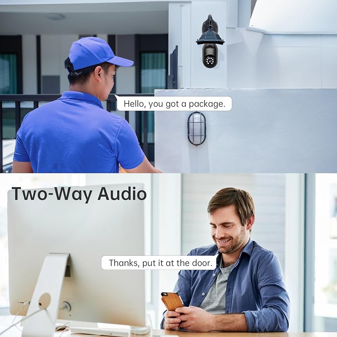 WESECUU Light Bulb Security Camera -5G& 2.4GHz WiFi 2K Security Cameras Wireless Outdoor Motion Detection and Alarm,Two-Way Talk,Color Night Vision,Human Detection, Bulb Camera Compatible with Alexa - Image 5