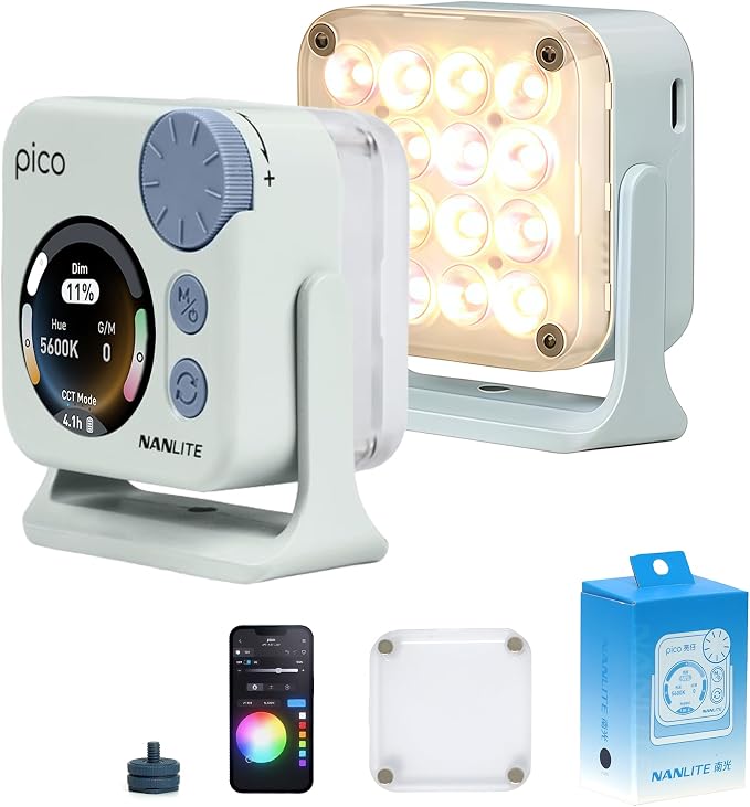 Nanlite Pico Portable LED Fill Light – Full Color RGB (Mint Blue) | Snap-On Attachment for Phone/Camera Photography, Live Streaming, Video Content Creation by Nanlite
