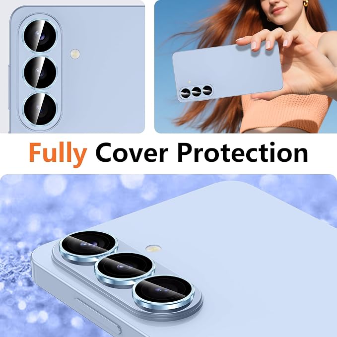 for Samsung Galaxy S26 Plus Camera Lens Protector, Individual Metal Ring Tempered Glass Lens Cover, [Strong Adsorption] Scratch Resistant Ultra-Thin HD Clear Lens Cover, 1 Set-Blue Ring - Image 8