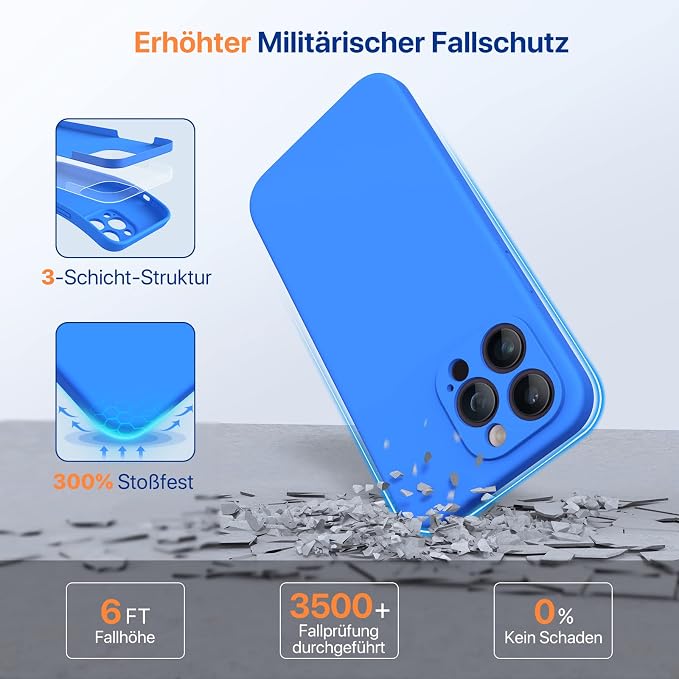 Miracase Silicone for iPhone 14 Pro Case, Mediterranean Blue | Soft Anti-Scratch Microfiber Lining, Premium Silicone Cover Shockproof Drop Protection Phone Case for 14 Pro - Image 3