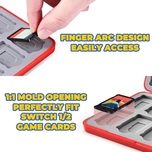 FUNLAB Switch 2 Game Case Holder for Nintendo Switch 2/1/OLED Games & Micro SD Cards, Switch Game Card Case with 24 Game Card Storage Cute - Red - Image 6