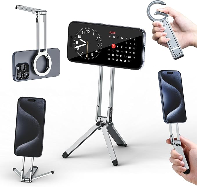 ULANZI MA30 Magnetic Phone Tripod Stand for iPhone - Aluminium Maglock Smartphone Mini Tripod Pocket Cell Phone Stand Strong Magnet Quick Mount Compatible with iPhone 17 16 15 14 13 12 Series, Silver by ulanzi