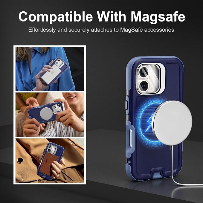 Follaroma Magnetic for iPhone 17 Case with Camera Cover Stand, Blue-Purple | Built-in Glass Camera Cover Stand,Compatible with MagSafe,Heavy Duty Shockproof Protective,Military-Grade Anti-DropDual Case - Image 4