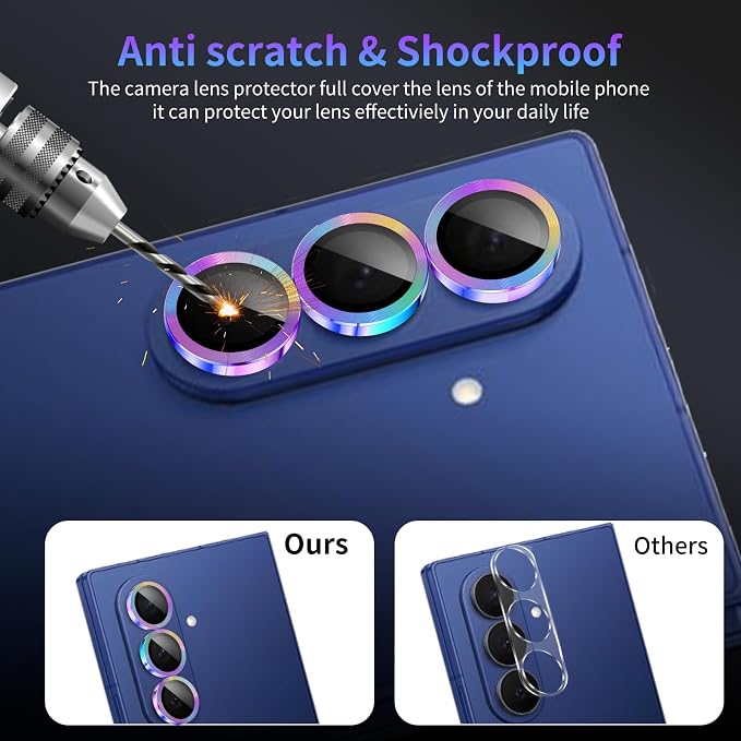 Camera Lens Protector for Samsung Galaxy Z Fold 7,1 Pack | Tempered Metal Glass Camera Cover, HD Clear Anti-Scratch Lens Screen Protector Film,Case Friendly,Colorful Titanium - Image 4