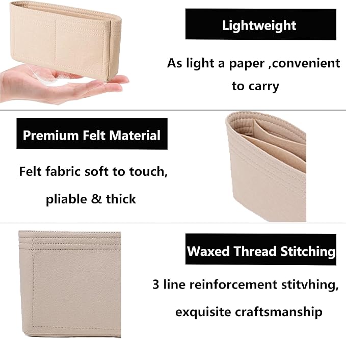 Felt Purse Organizer Insert for GG Marmont Matelasse Medium Shoulder Bag and More, Handbag Tote Organizer Liner Pouch for Women Bag(Beige,Medium) - Image 7
