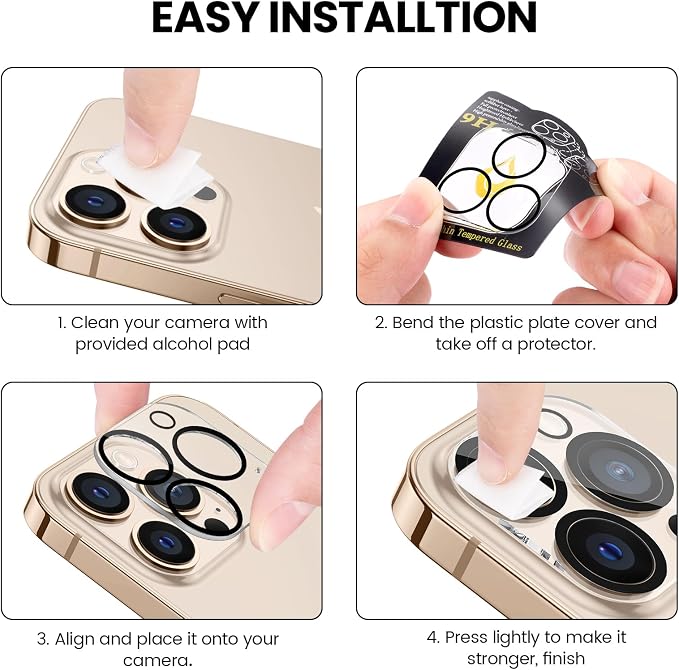 Tensea 3Pcs for iPhone 16 Pro / 16 Pro Max Camera Lens Protector | Tempered Glass Film Lens Cover Screen Protector, HD Clear, Full Edge to Edge, Case Friendly for iPhone 16Pro/16 ProMax - Image 7