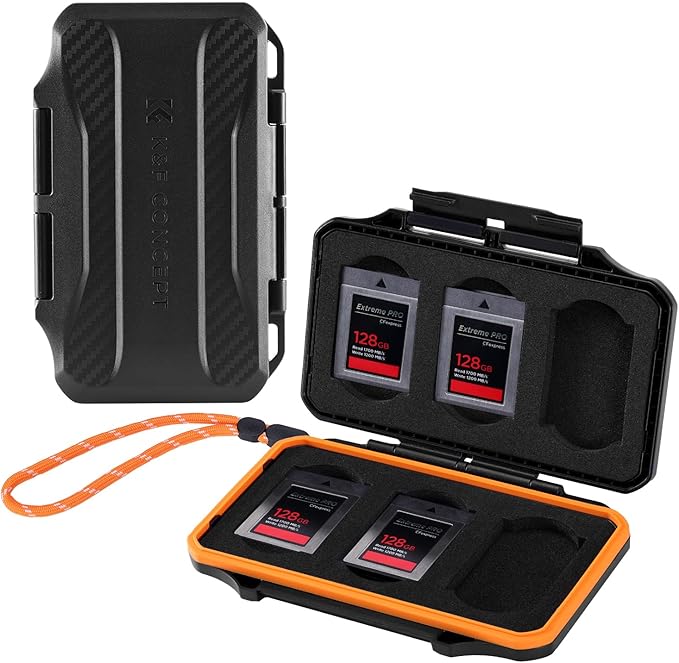 K&F CONCEPT 6 Slots XQD Cfexpress Type-B Card Holder, Water-Resistant | Memory Card Storage Carring Case, Shockproof Card Protection Box Organizer, PM03 by KFCONCEPT