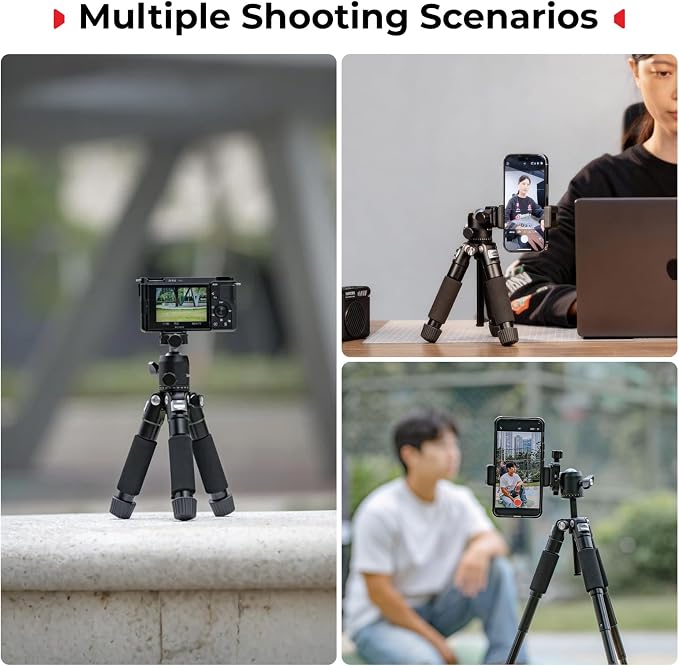 SmallRig VT-20Pro 21.2"/ 53.8cm Mini Tripod for Camera and Phone, Aluminum Alloy Small Desktop Tripod with 360° Ball Head, Table tripods Load Up to 11lb / 5kg - Image 6