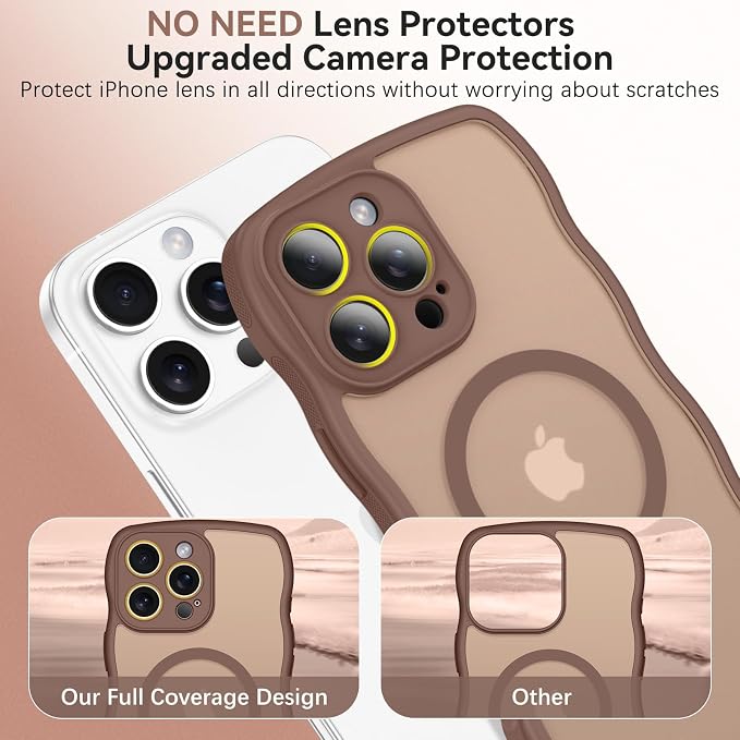 BENTOBEN Magnetic for iPhone 16 Pro Case, Cute Wavy [Full Camera Protection][Compatible with MagSafe] Matte Anti-Slip Bumper Women Girls Boys Protective Cover for 16 Pro 6.3" 2024, Desert Titanium - Image 5