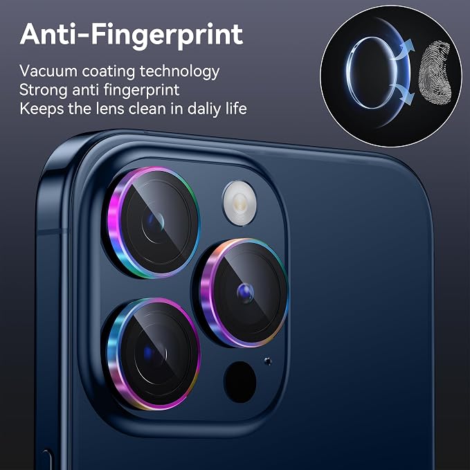 WSKEN for iPhone 15 Pro/iPhone 15 Pro Max Camera Lens Protector,[Keep Original Shooting] Shatterproof 9H Tempered Glass Camera Screen Protector Metal Ring Cover Film Accessories,Colorful - Image 4