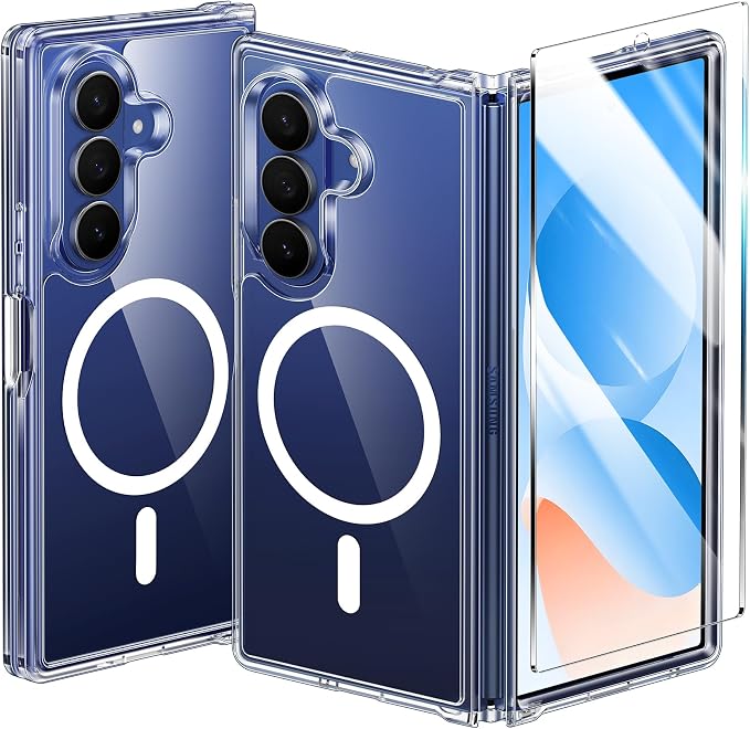 FNTCASE for Samsung Galaxy Z Fold 8 Ultra / Z Fold 7 Case, Fit for Magsafe | Screen Protector, Clear Anti Yellowing, 18FT Military Grade Drop Protection, Shockproof Protective Phone Cover, Transparent by FNTCASE