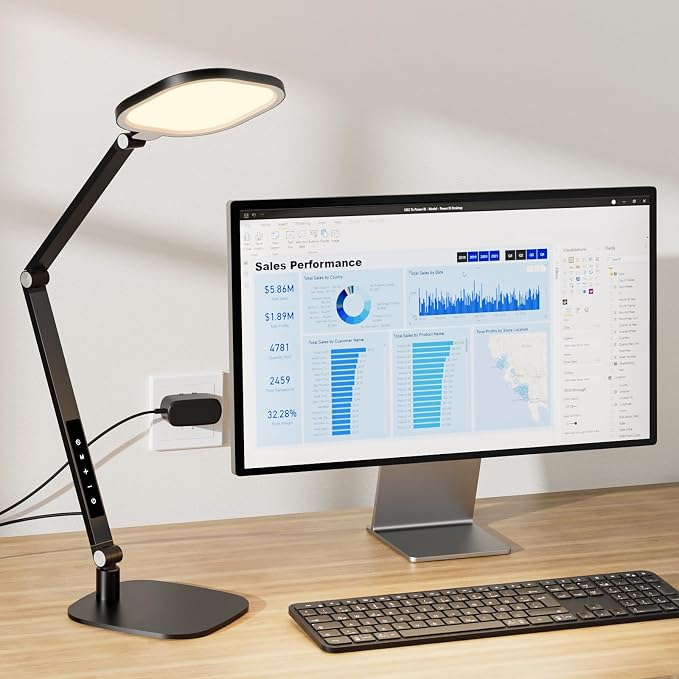 Desk Lamp for Home Office, Tall Computer Ring Light with CRI 97.8 | Eye-Caring Diffused Desktop Light with Memory & Timer Func, 1200LM Zoom Lighting for Video Calls, Conference, Reading,Study - Image 8