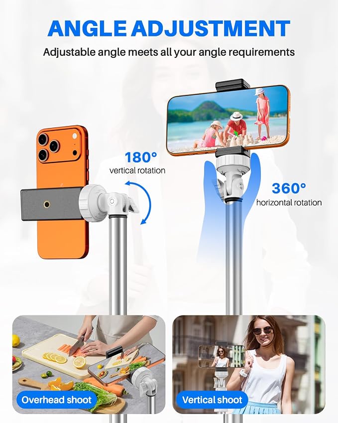 67" Phone Tripod, MIIASI Extendable Tripod for iPhone, Selfie Stick with Remote and Phone Holder, Compatible with iPhone/Android/Camera, Light Stand - Image 4