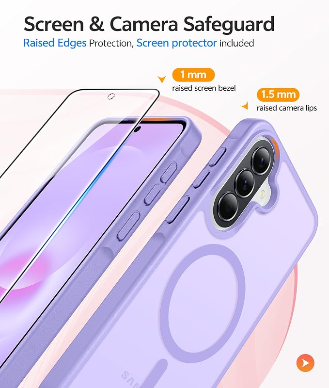 FNTCASE for Galaxy A37/A36 5G Phone Case, Fit for Magsafe, Screen Protector | Translucent Matte Magnetic Back, 14FT Military Grade Drop Protection, Shockproof Protective, for Samsung A37 Cover - Image 4