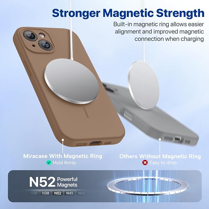 miracase Magnetic for iPhone 14 Case, [Soft Anti-Scratch Microfiber Lining], Compatible with MagSafe, Liquid Silicone Case Shockproof Drop Protection Phone Case for 14, Chocolate - Image 4