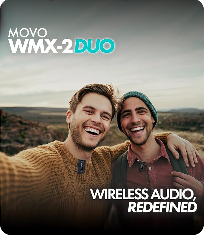 Movo WMX-2-DUO Wireless Camera Microphone Lapel Mic with Charging Case - Lav Mic, Wireless Lapel Microphone 2.4GHz Lavalier, Lav Mic for Vlogging, DSLR, Computer - Image 2