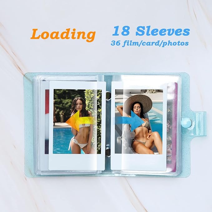 Ruibytree 2 Pack Small Photo Album 2x3 for Fujifilm Instax Mini, Blue | 72 Instant Photo Capacity, Portable Size, Acid-Free Pages, Snap Closure, Fits Polaroid 2x3 Prints, Carry Favorite Memories - Image 6