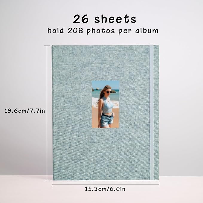 Mini Photo Album (2-Pack) for 2x3" Instax Mini & Polaroid Photos – Each Linen Album Holds 208 Photos - Image 4