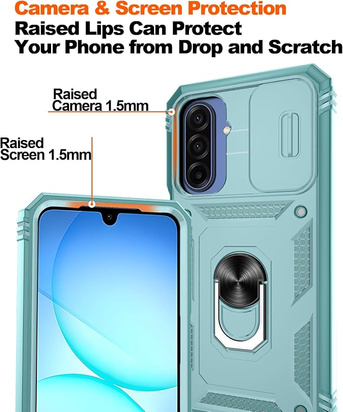 Gritup for Samsung Galaxy A17/A16-5G Case: Samsung A17 5G Case with 2*Screen Protector, Magnetic Stand & Slide Camera Cover, Shock Proof Military-Grade para Galaxy A16 /A 17 5G Phone Case, Green - Image 4