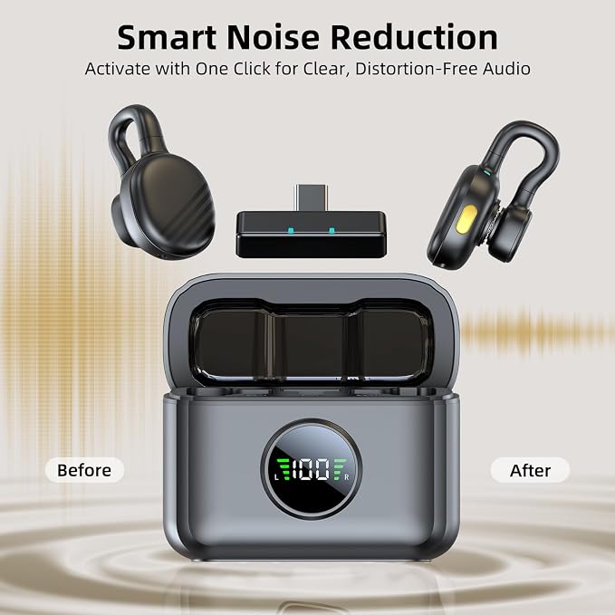 Wireless Mini Microphone for Android, Clip On Mic with Charging Case | 7H Battery Life, Noise Canceling Lapel Microphone for Content Creators Video Recording Vlogging, YouTube - Image 3