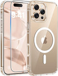 FNTCASE for iPhone 16 Pro Case, Fit for Magsafe, with Screen Protector | Anti Yellowing Magnetic Back, 14FT Military Grade Drop Protection, Shockproof Protective Phone Cover, Transparent by FNTCASE