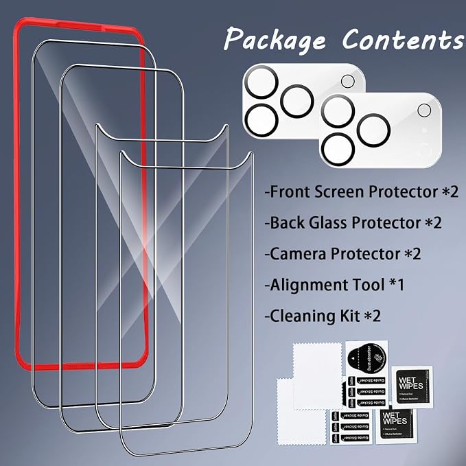 Front Screen and Back Protector for iPhone 17 Pro + Camera Lens Protector | (2+2+2+1) 9H Hardness, Easy to Install with Alignment Tool,Anti-Fingerprint - Image 8