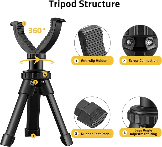 CVLIFE Shooting Rest Tripod 360 Degree Rotation V Yoke Stand | Rifle Rest for Target Shooting Adjustable Height Shooting Tripod Hunting and Outdoor Activities - Image 2