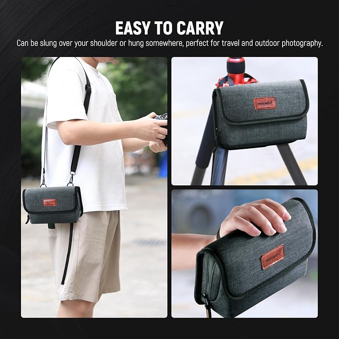NEEWER Camera Lens Filter Case with Water Resistant Hard Shell, 6 Soft Pockets, Shoulder Strap, Pro Photography Filter Bag Storage Pouch for 4''x 4'', 4''x 5.65'' Square, 95mm Circular Filters, PB025 - Image 9