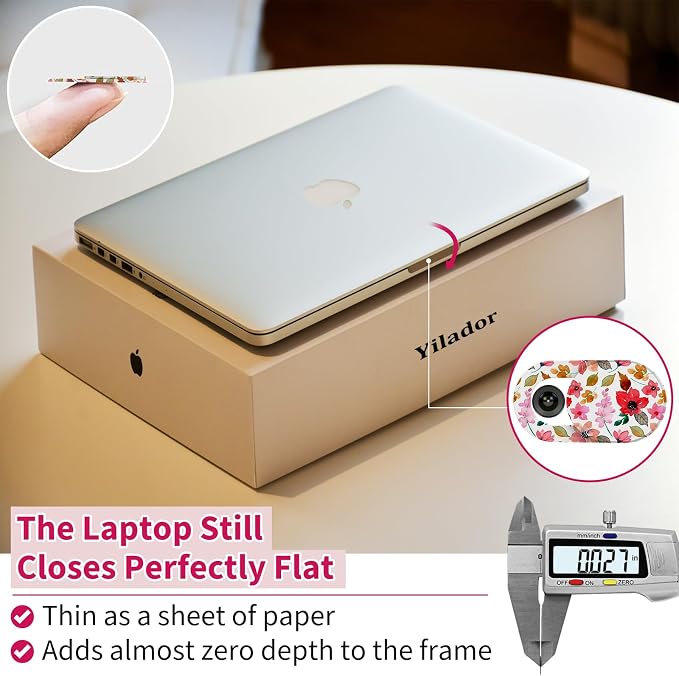 Yilador Laptop Camera Cover Slide Cute (6 Pack), Ultra Thin Webcam Cover for iPhone iPad MacBook Pro Computer iMac Cell Phone PC Accessories, 0.03" Camera Blocker Slider, Great for Privacy - Flowers - Image 2