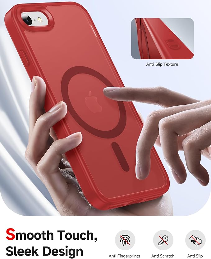 LeYi for iPhone SE Case Red 2022 (3rd Generation)/2020 (2nd) iPhone-8/7 Cases[ Screen Protector X2+ Camera Cover X2] i Phone SE3 SE2 Gen for MagSafe Magnetic Protective Cover iPhone8/7 SE 3/2, Red - Image 4