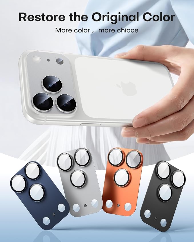 TAURI 2 Pack for iPhone 17 Pro Camera Lens Protector, Silver | Full Coverage Military-Grade Shatterproof, Upgrade AR Anti-Reflection Ultra Clear Transmission & Case Friendly - Image 8