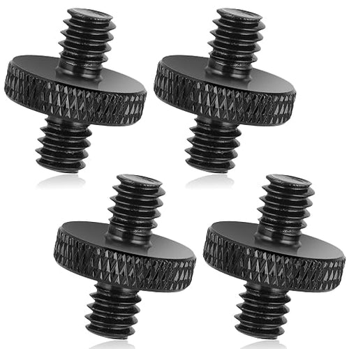 1/4" Male to 1/4" Male Tripod Screw, 4 PCS Standard Camera Cage Mount Threaded Light Stand Screw, Double Head Converter Precision Made for Shoulder Rig Stud Mounting Accessories by Mozeat+Lens