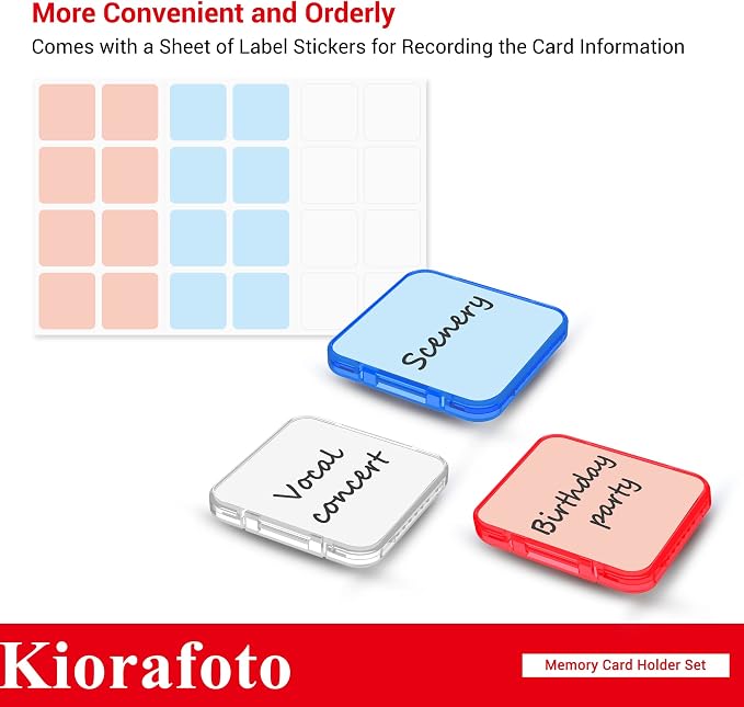 24PCS Multi-Color Clear Plastic SD Card Case Holder(NOT Include Any Cards) | with Labels,Transparent,Standard Memory Card Case Box Storage Organizer,for 24 SD SDXC SDHC Cards - Image 7