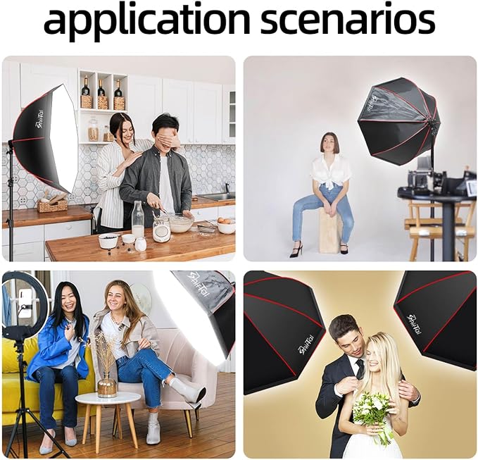 Softbox Lighting Kit,37" Octangle Softbox Photography Lighting Kit with 110W 2700-6500K 11000Lux Dimmable LED Prismatic Lamp and Remote Control,Photo Studio Soft Box Lights for Video Recording - Image 6