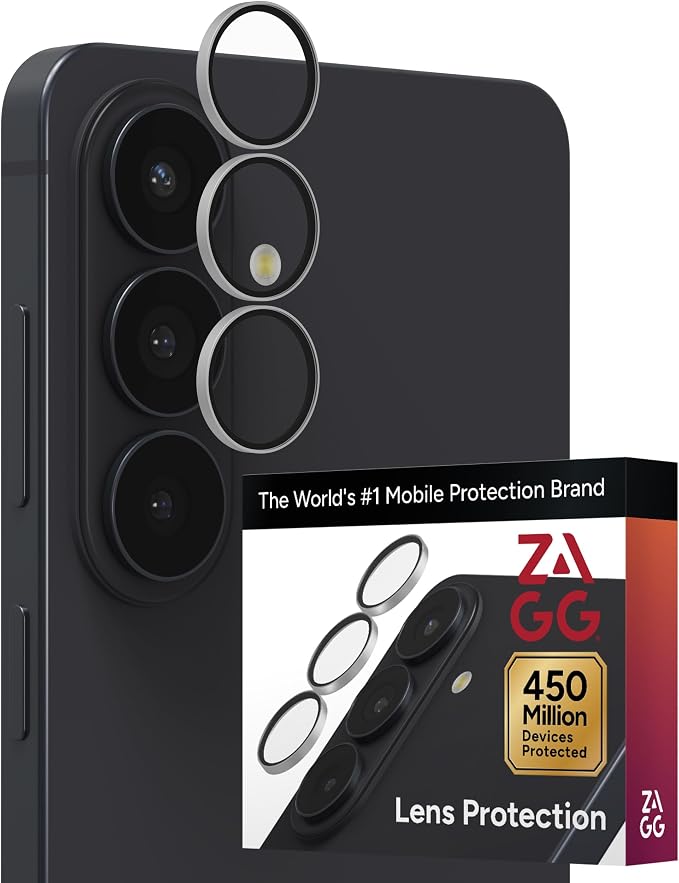 ZAGG Glass Elite Samsung Galaxy S26+ Camera Lens Protector - Silver, Anti-Reflective, 5X Stronger Impact & Scratch Resistant Aluminosilicate Glass - Easy Installation, Smudge-Free Surface by Unknown