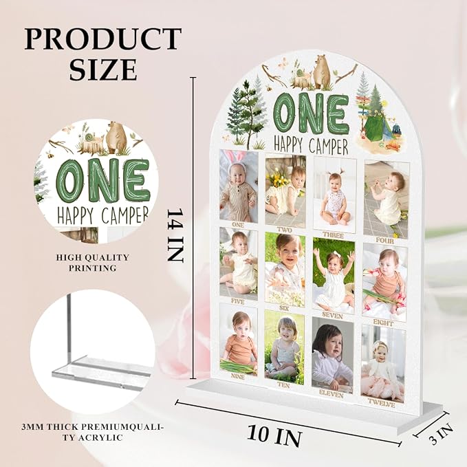My First Year Photo Board Baby Milestone Signs One Year of Baby Photo Board, Best Babies Keepsake 10x14 Inches Acrylic Sign Decor Fits 2" x 3" Photo A04 - Image 2