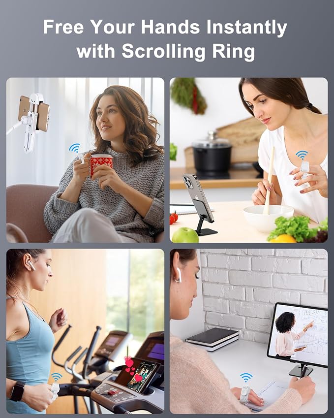 [New Upgrade, Easy to Use] TikTok Scrolling Ring Remote Control, Camera Shutter Remote, Wireless Bluetooth Scrolling Ring for iPhone, iPad, iOS, Android - Light White - Image 9