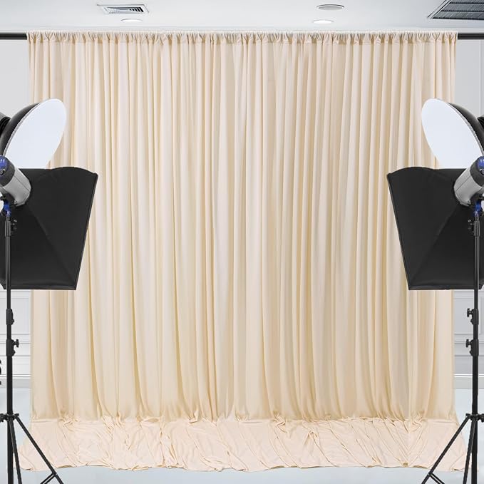 30x10ft Wrinkle Free Backdrop Curtain for Parties Soft Fabric Drapes Wedding Cream Curtain Backdrop for Birthday Party Decorations Background for Photography 5x10ft,6 Panels - Image 2