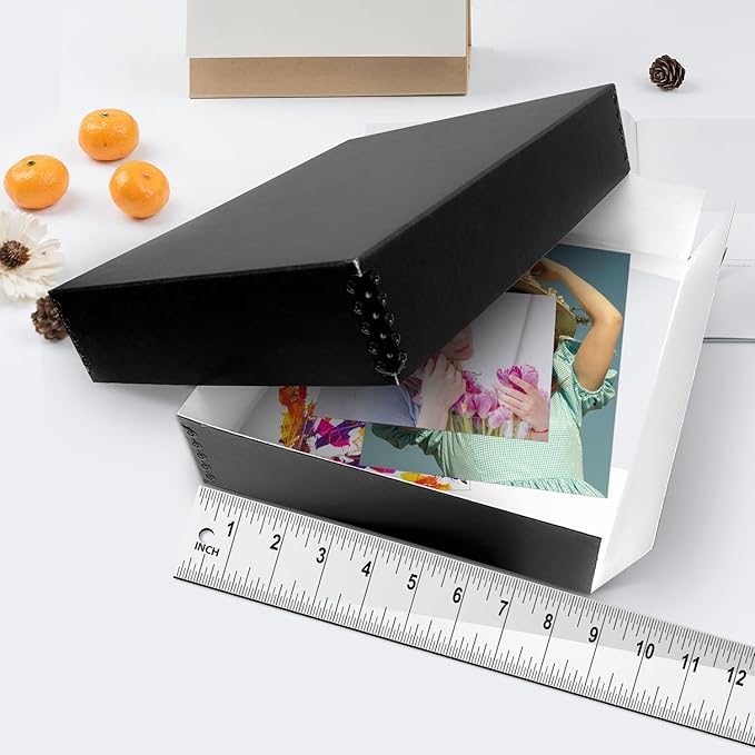 Lineco Museum Archival Storage Box, Drop Front, 9.25x11.75x3 in, Black | Acid-Free with Metal Edge, Preserves Picture Longevity, Organize Photos, Newspapers, Prints, Documents, Crafts, DIY - Image 3