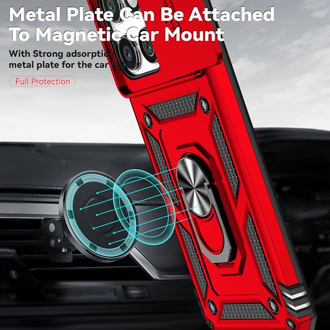 SunStory Compatible with Motorola Moto Edge 2025 Case with HD Screen Protector & Slide Camera Cover & Rotated Ring Kickstand, [Military-Grade] Phone Case for Moto Edge 2025,Red - Image 4