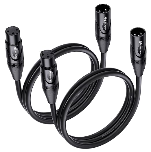 Cable Matters 2-Pack Premium XLR to XLR Cable, Microphone Cable, M-F, 3ft | Mic Cable, Male to Female, 21 AWG Oxygen-Free Copper (OFC), Black by CableMatters
