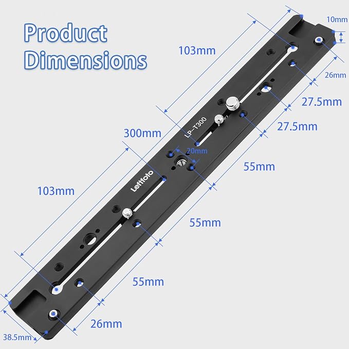 LEFTFOTO 300mm Dovetail Slide Rail,Arca Swiss Type Quick Release Plate - Image 6