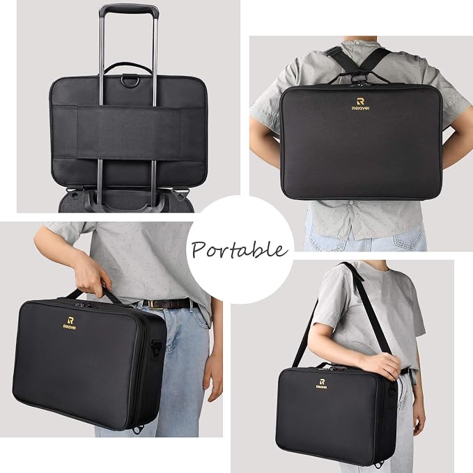 Relavel Travel Makeup Train Case Cosmetic Case Organizer Portable Artist Storage Bag with Adjustable Dividers for Cosmetics Makeup Brushes Toiletry Jewelry Digital Accessories - Image 5